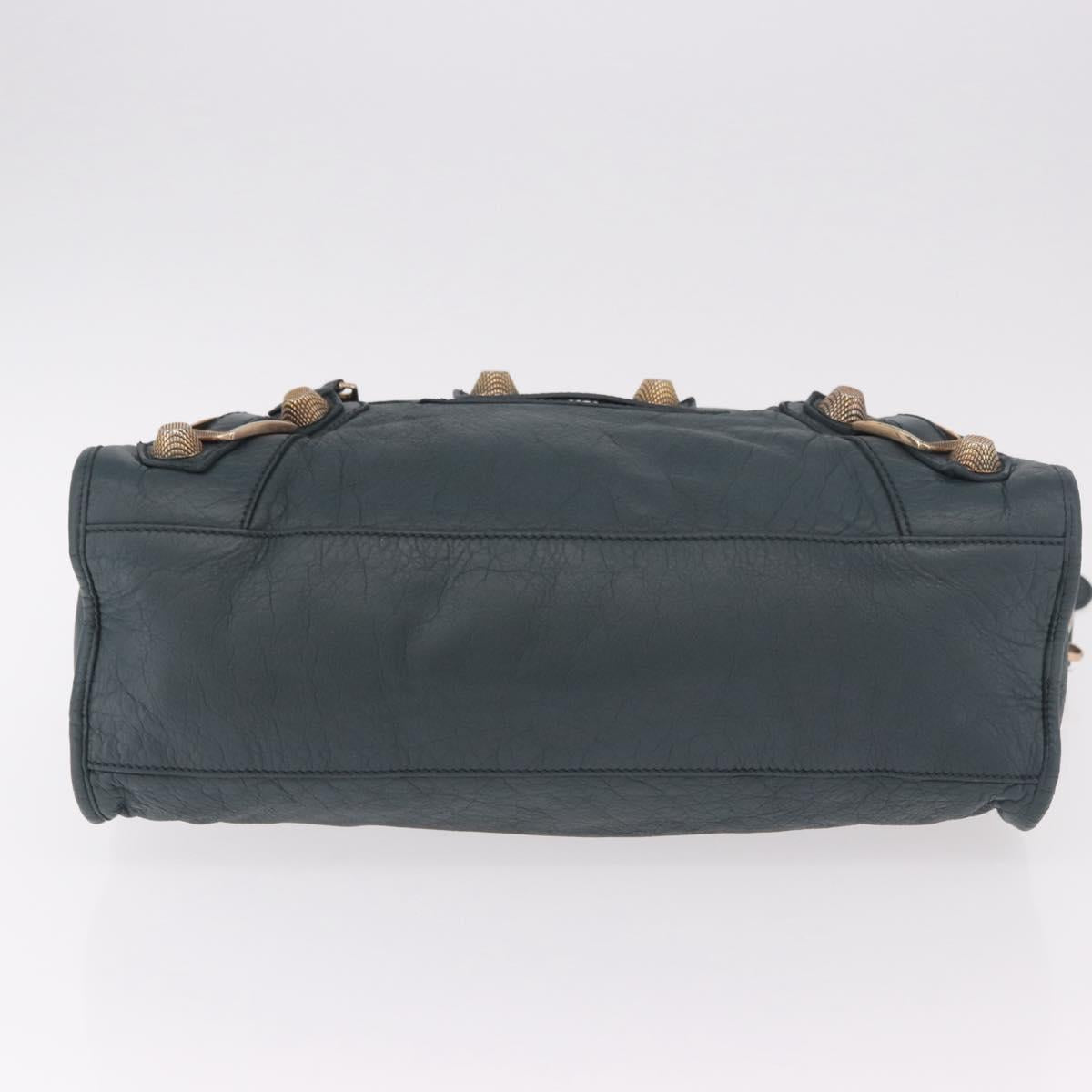 BALENCIAGA The Giant City Hand Bag Leather 2way Navy Gold 173084 Auth 185401M