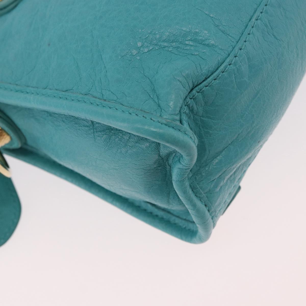 BALENCIAGA Giant Mini City Bag Leather 2way Turquoise Blue 309544 Auth 185402SAM