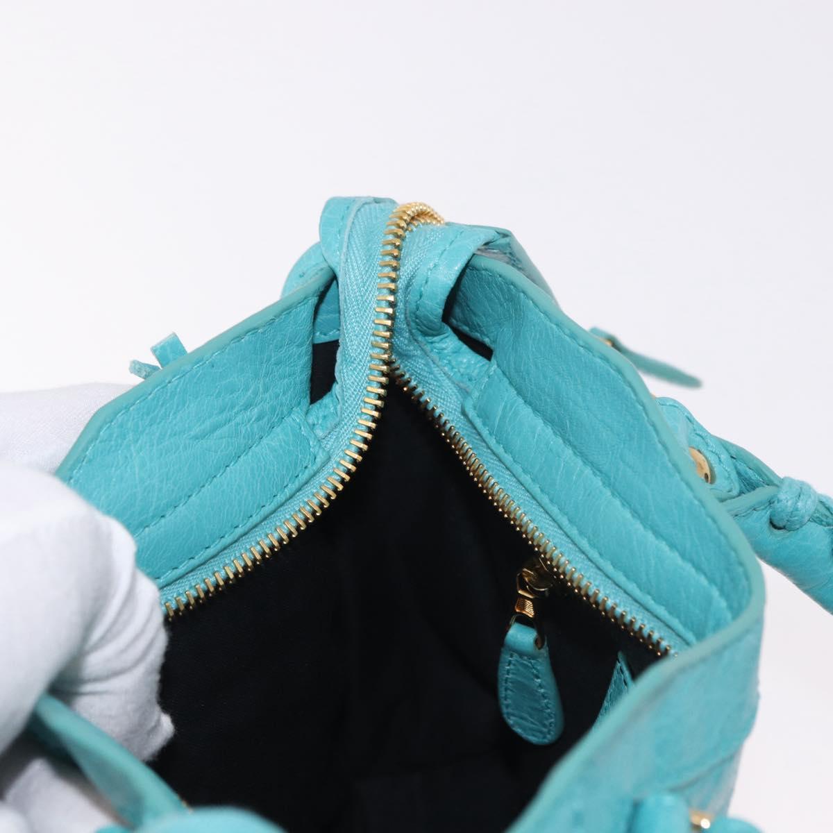 BALENCIAGA Giant Mini City Bag Leather 2way Turquoise Blue 309544 Auth 185402SAM