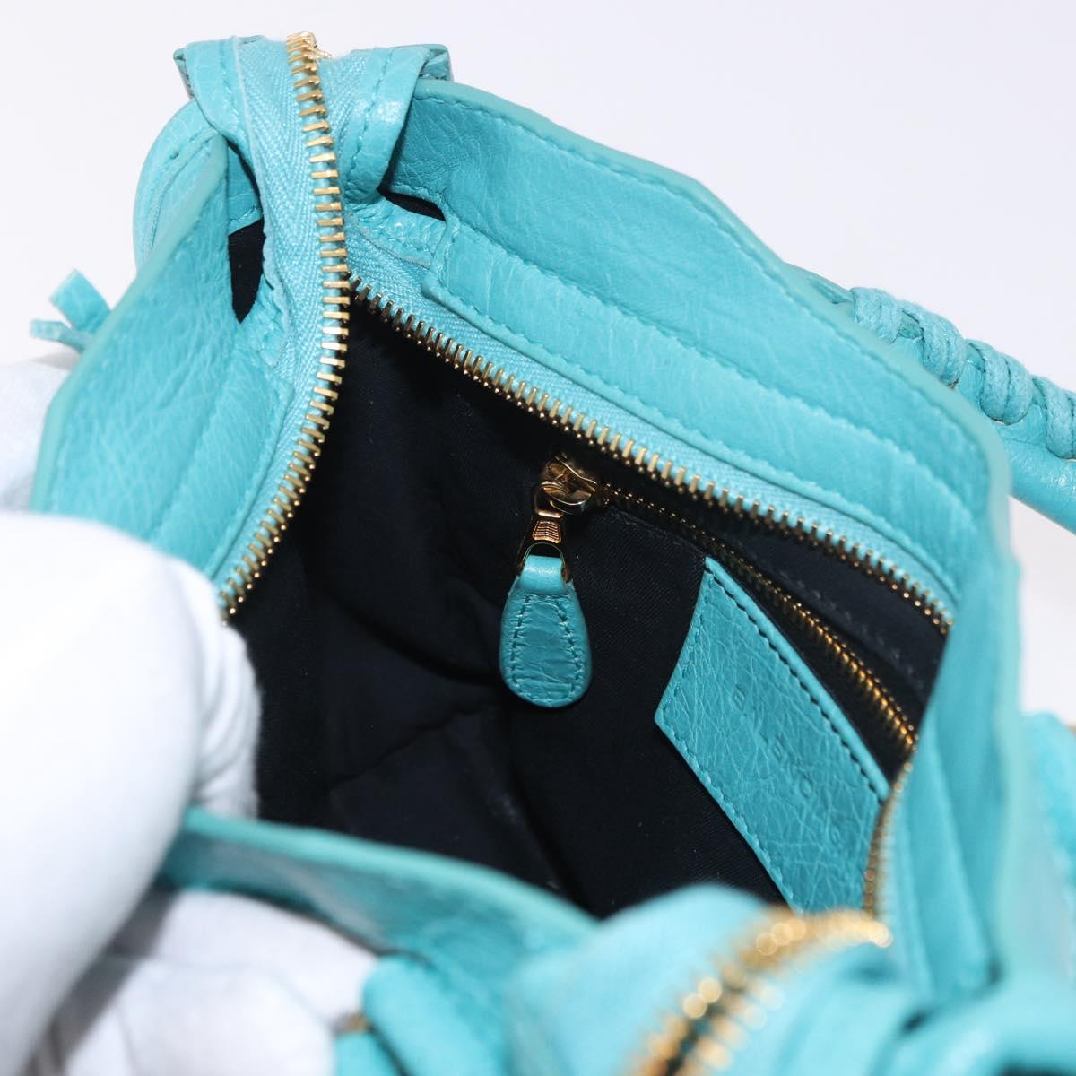 BALENCIAGA Giant Mini City Bag Leather 2way Turquoise Blue 309544 Auth 185402SAM