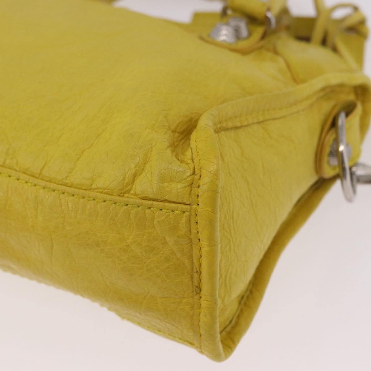 BALENCIAGA Giant Mini City Hand Bag Leather 2way Yellow 309544 Auth 185403M