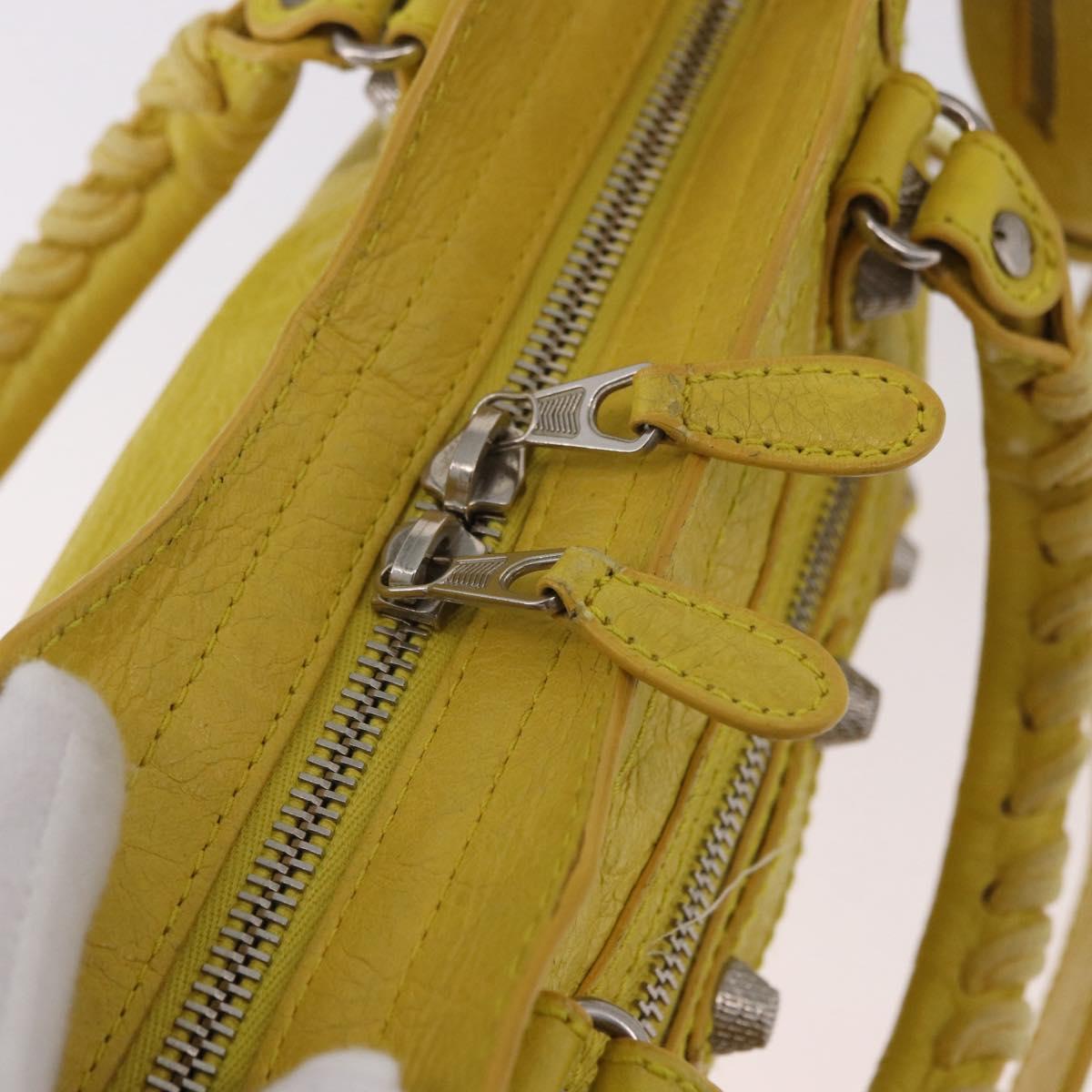 BALENCIAGA Giant Mini City Hand Bag Leather 2way Yellow 309544 Auth 185403M