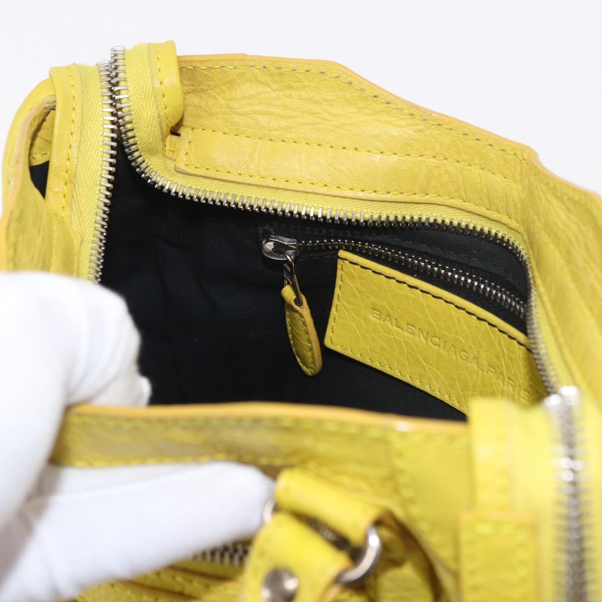 BALENCIAGA Giant Mini City Hand Bag Leather 2way Yellow 309544 Auth 185403M