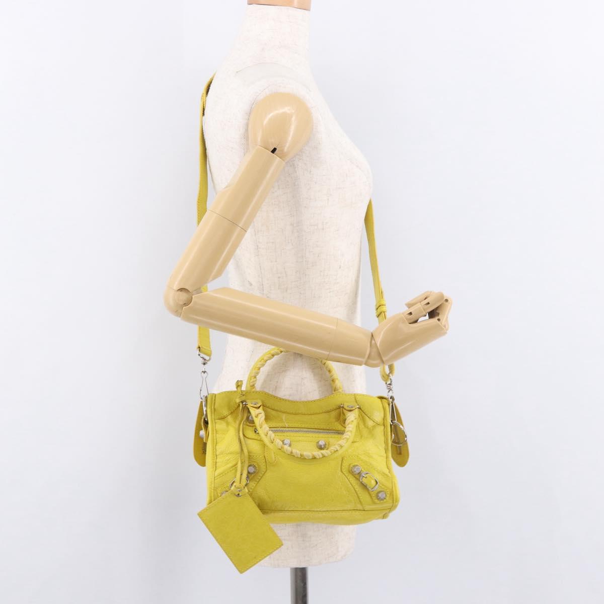 BALENCIAGA Giant Mini City Hand Bag Leather 2way Yellow 309544 Auth 185403M