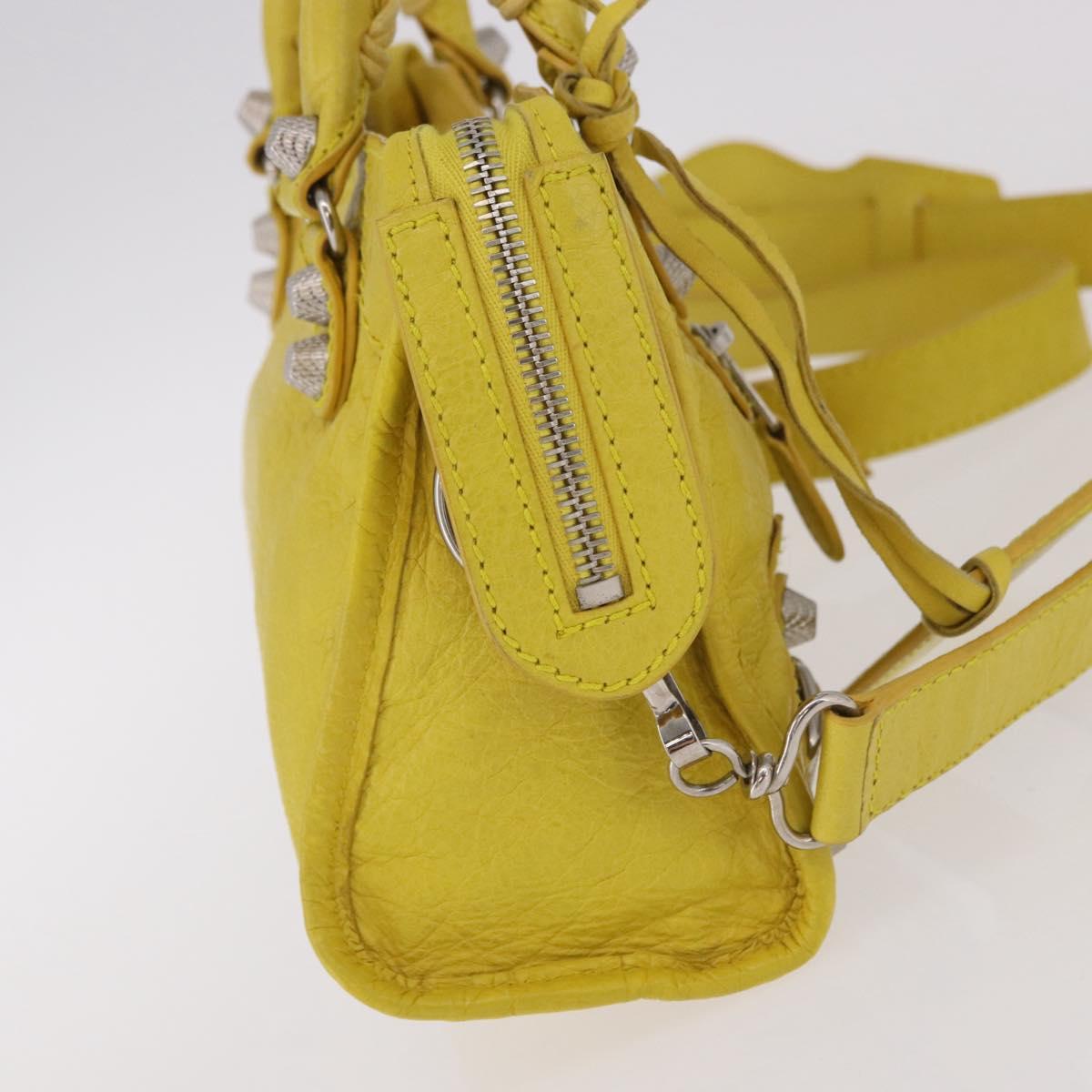 BALENCIAGA Giant Mini City Hand Bag Leather 2way Yellow 309544 Auth 185403M