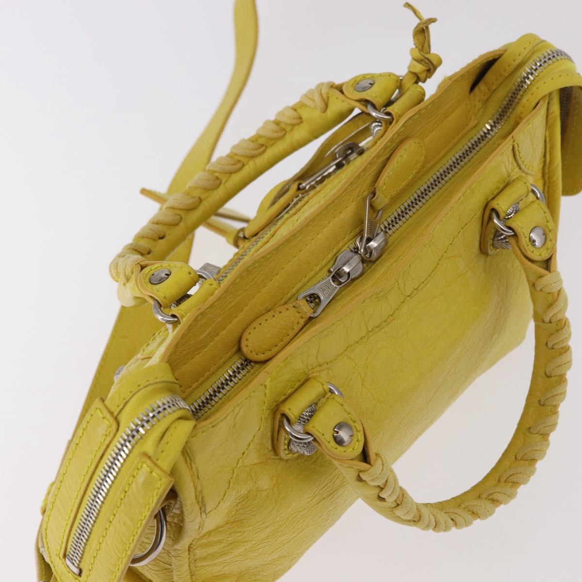 BALENCIAGA Giant Mini City Hand Bag Leather 2way Yellow 309544 Auth 185403M
