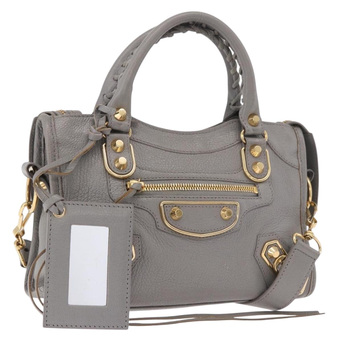BALENCIAGA Classic Metallic Edge Mini City 2way Gray 390160 Auth 185404SAM