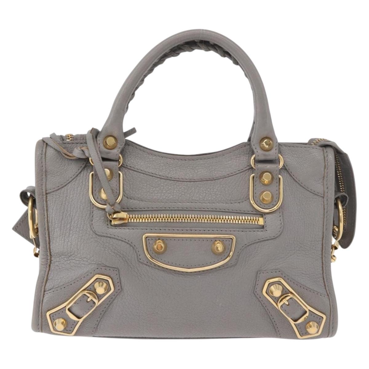 BALENCIAGA Classic Metallic Edge Mini City 2way Gray 390160 Auth 185404SAM