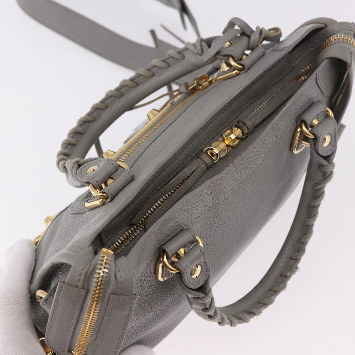 BALENCIAGA Classic Metallic Edge Mini City 2way Gray 390160 Auth 185404SAM