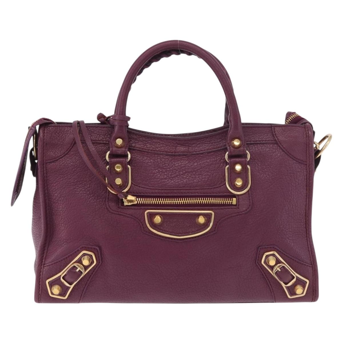 BALENCIAGA Classic Metallic Edge City S 2way Purple 432831 Auth 185405SAM