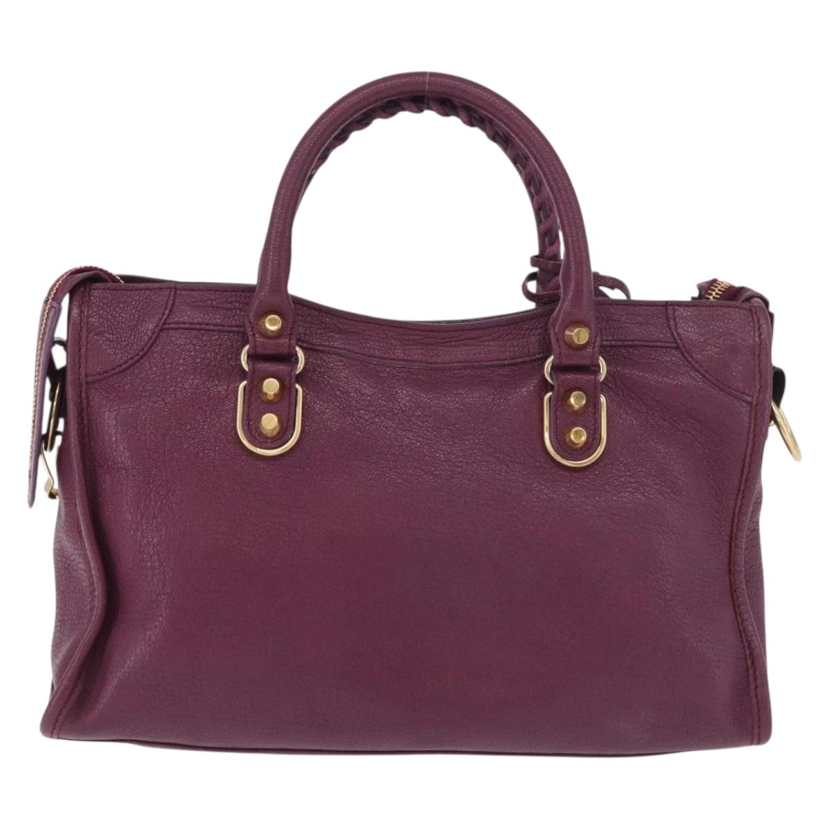 BALENCIAGA Classic Metallic Edge City S 2way Purple 432831 Auth 185405SAM