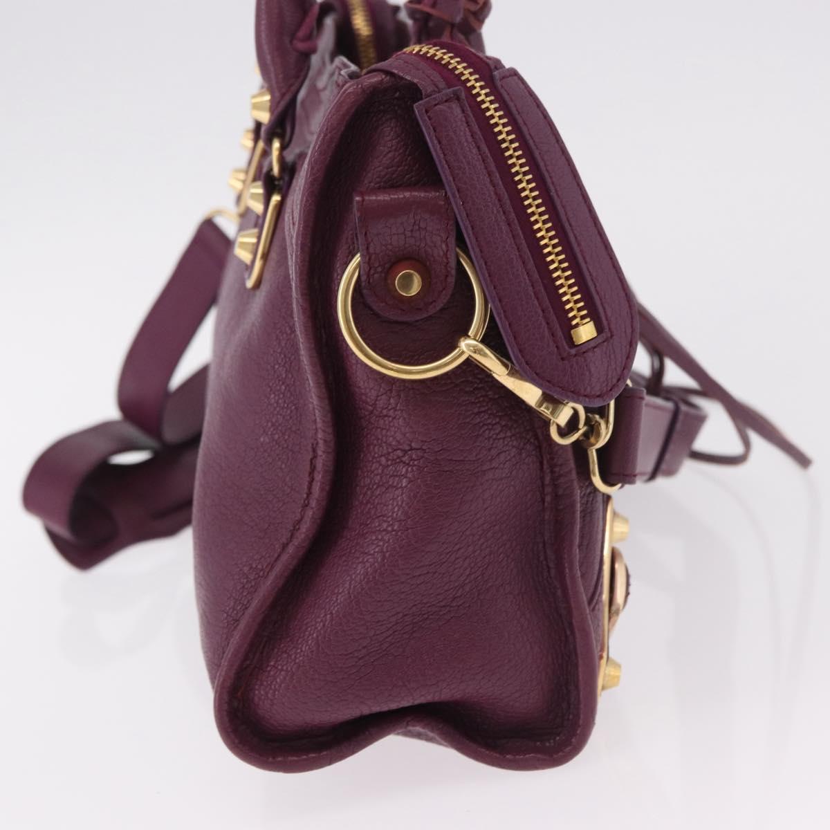BALENCIAGA Classic Metallic Edge City S 2way Purple 432831 Auth 185405SAM