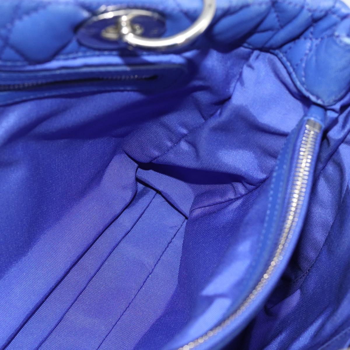 Christian Dior Canage Lady Dior Hand Bag Lamb Skin 2way Blue Silver Auth 185409V