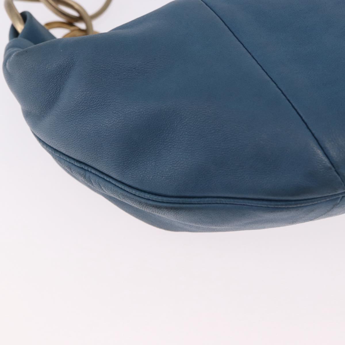 CHANEL Chain Shoulder Bag Lamb Skin Blue Gold CC Auth 185410SAM