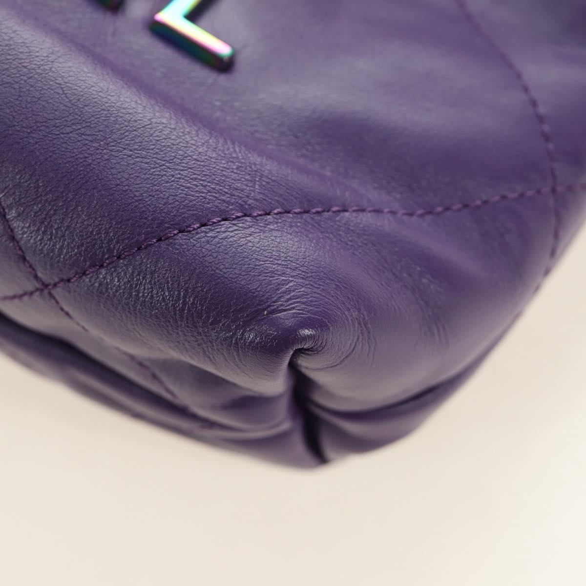 CHANEL Chanel 22 Mini Matelasse Chain Bag Calf Skin 2way Purple CC Auth 185411SM