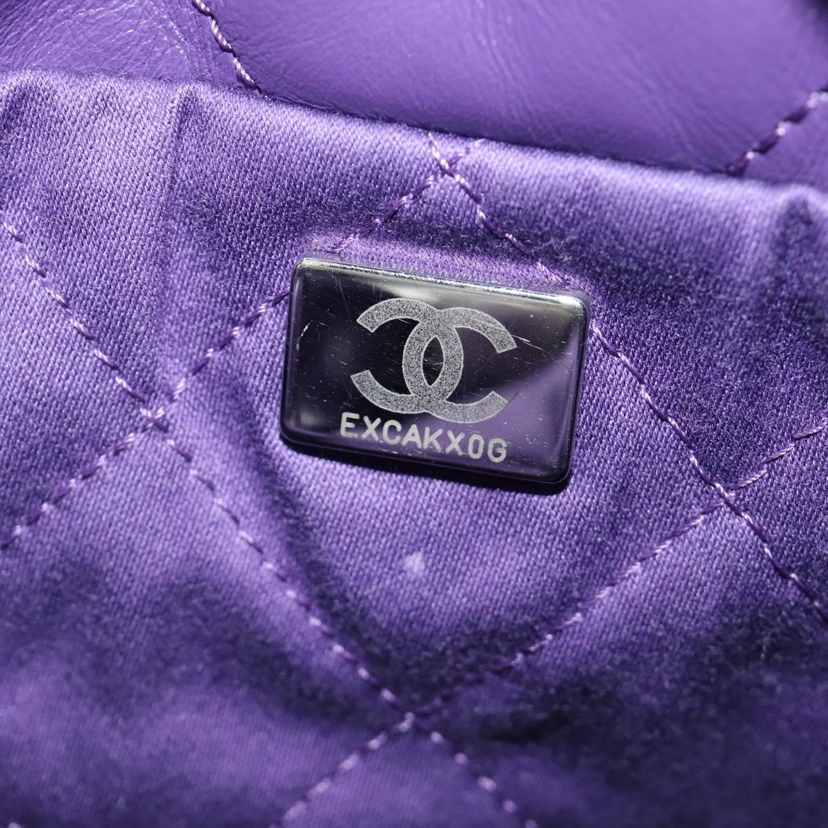 CHANEL Chanel 22 Mini Matelasse Chain Bag Calf Skin 2way Purple CC Auth 185411SM