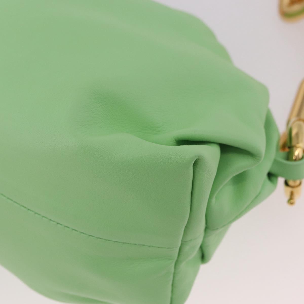 BOTTEGA VENETA The Chain Pouch Shoulder Bag Leather Green Gold Auth 185412SAM