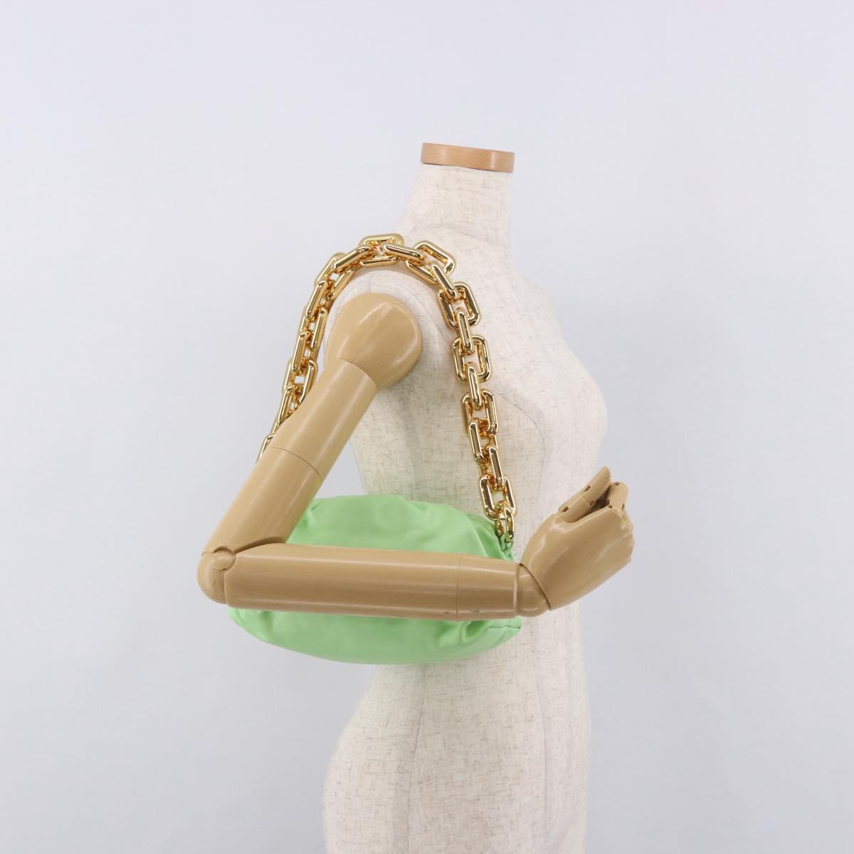 BOTTEGA VENETA The Chain Pouch Shoulder Bag Leather Green Gold Auth 185412SAM