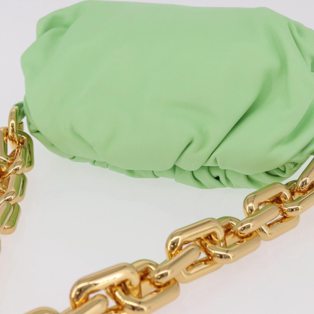 BOTTEGA VENETA The Chain Pouch Shoulder Bag Leather Green Gold Auth 185412SAM