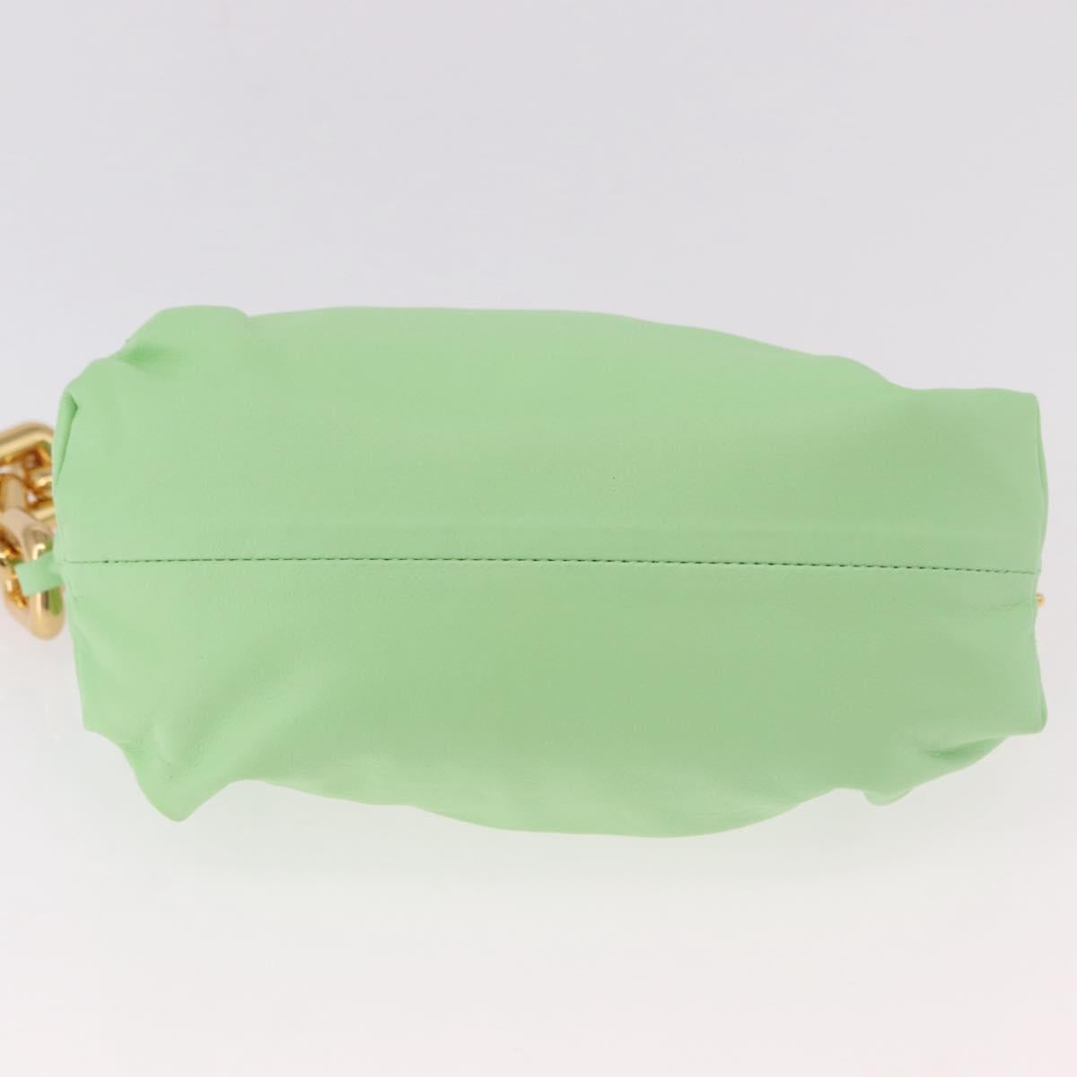 BOTTEGA VENETA The Chain Pouch Shoulder Bag Leather Green Gold Auth 185412SAM