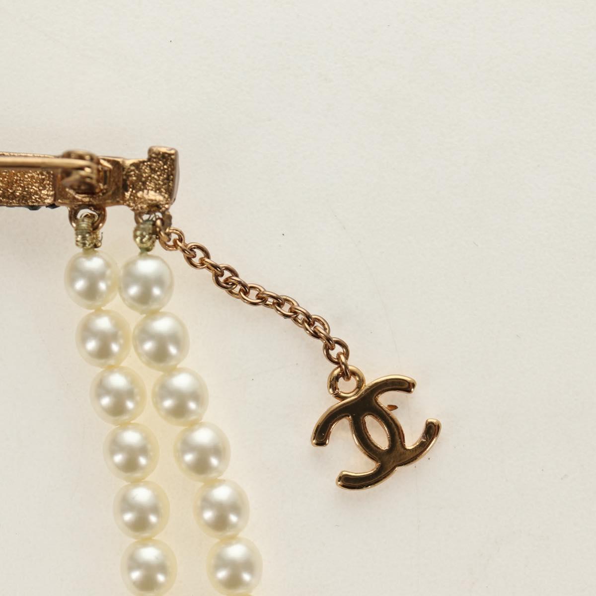 CHANEL Brooch metal Gold Tone CC Auth 185416SM