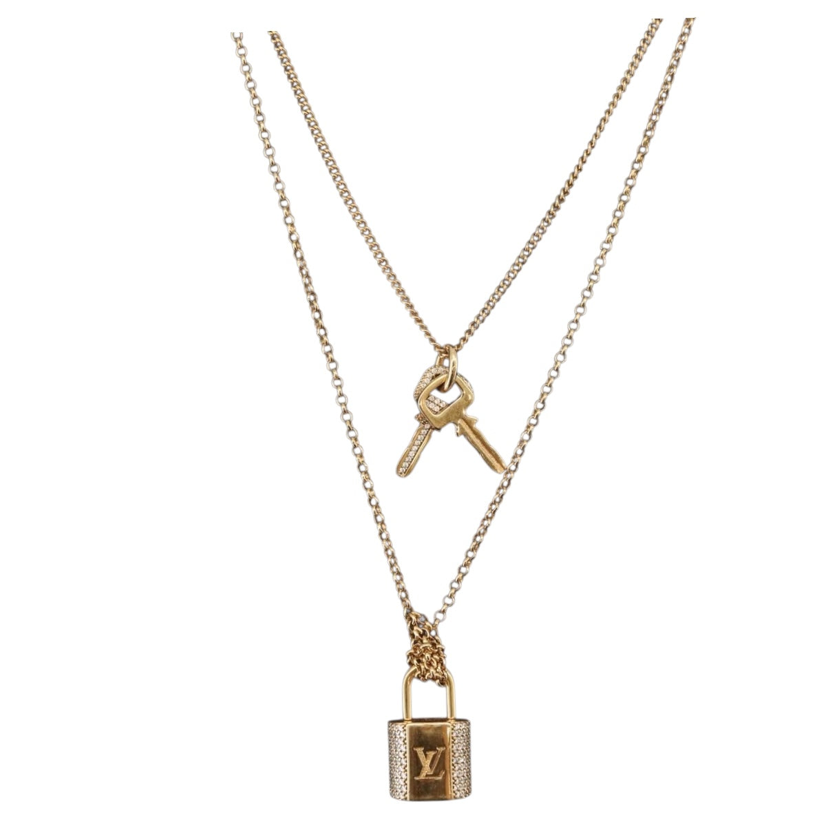 LOUIS VUITTON LV Padlock Necklace metal Gold M01593 LV Auth 185417SAM