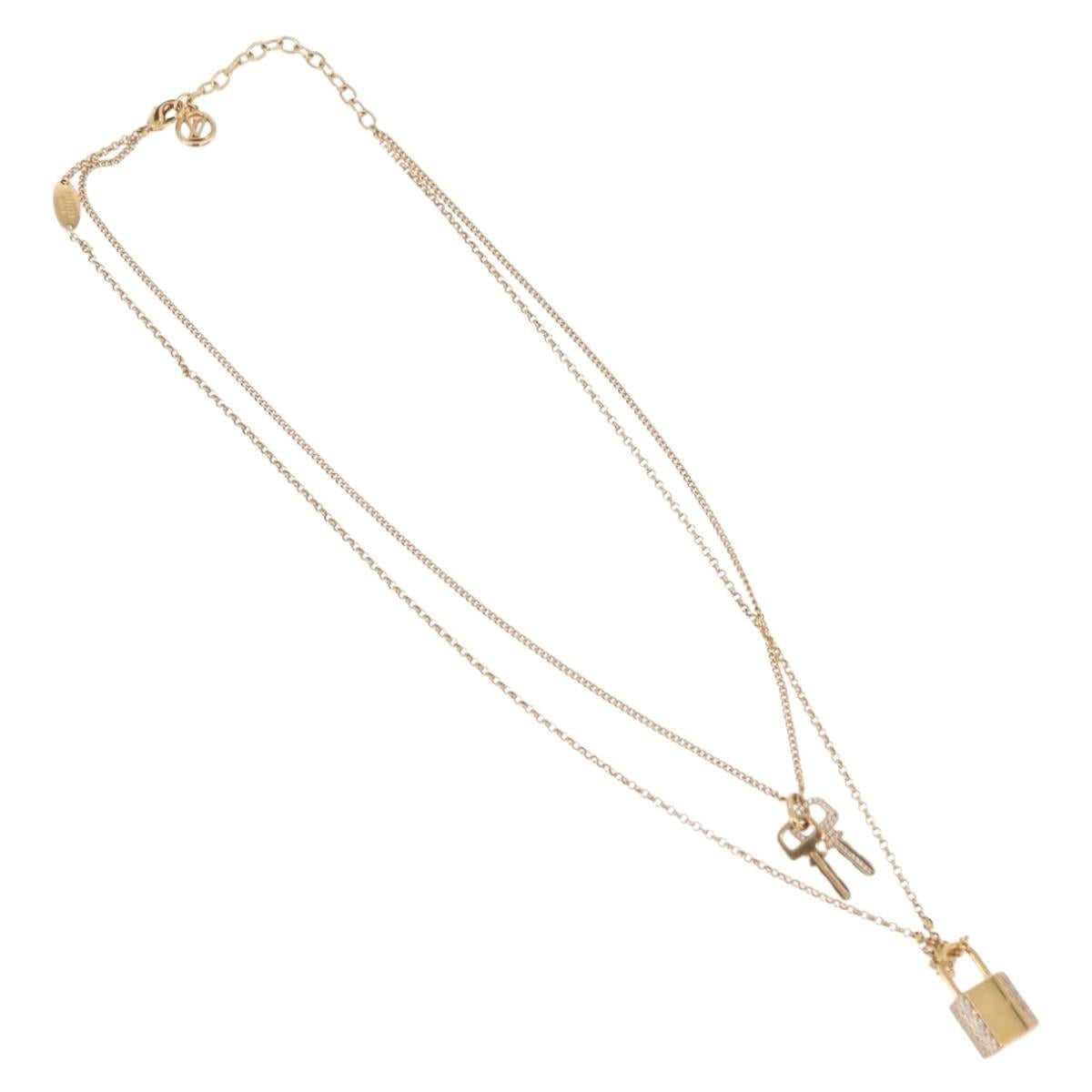 LOUIS VUITTON LV Padlock Necklace metal Gold M01593 LV Auth 185417SAM