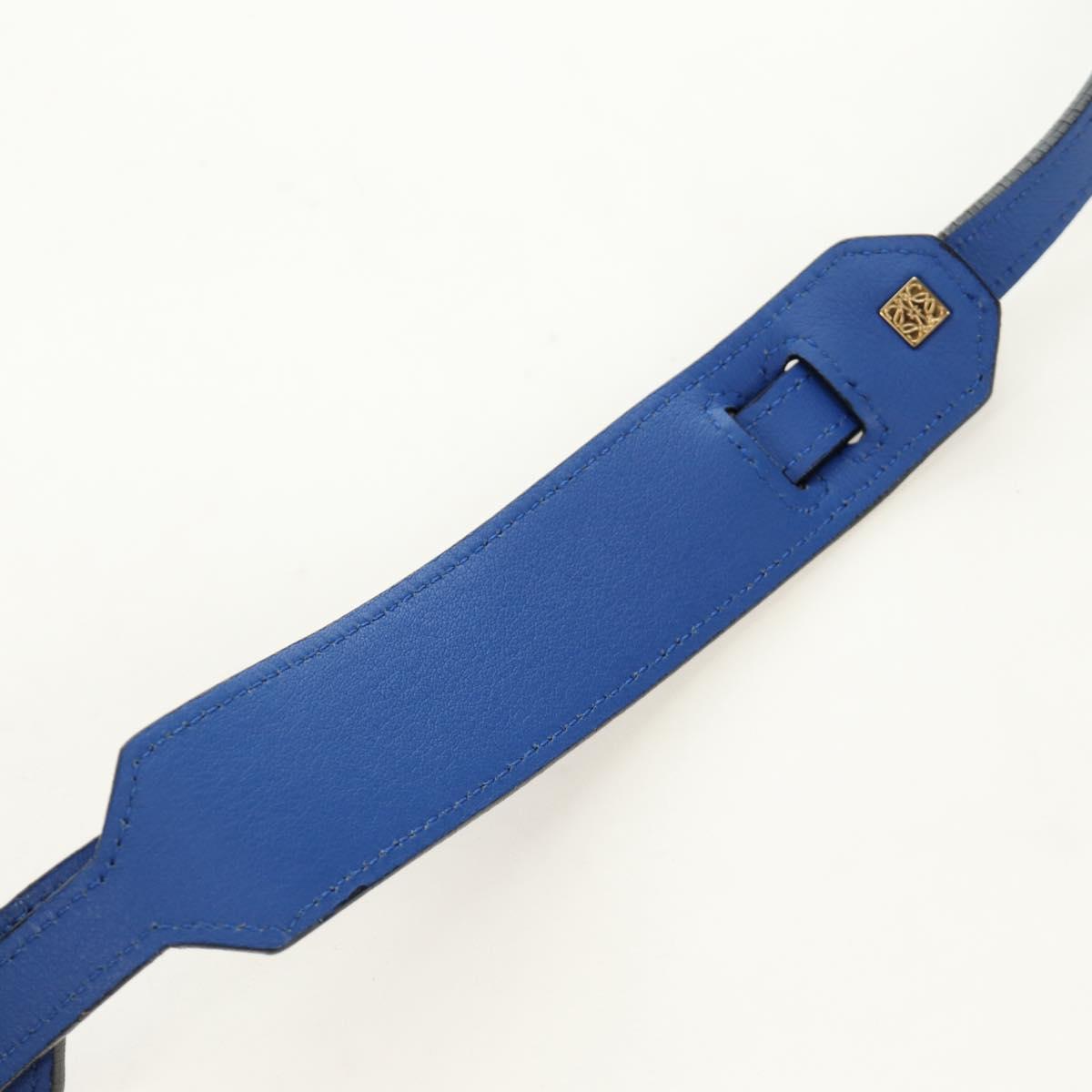 LOEWE Amazona 75 Hand Bag Leather 2way Blue Gold Auth 185420SM