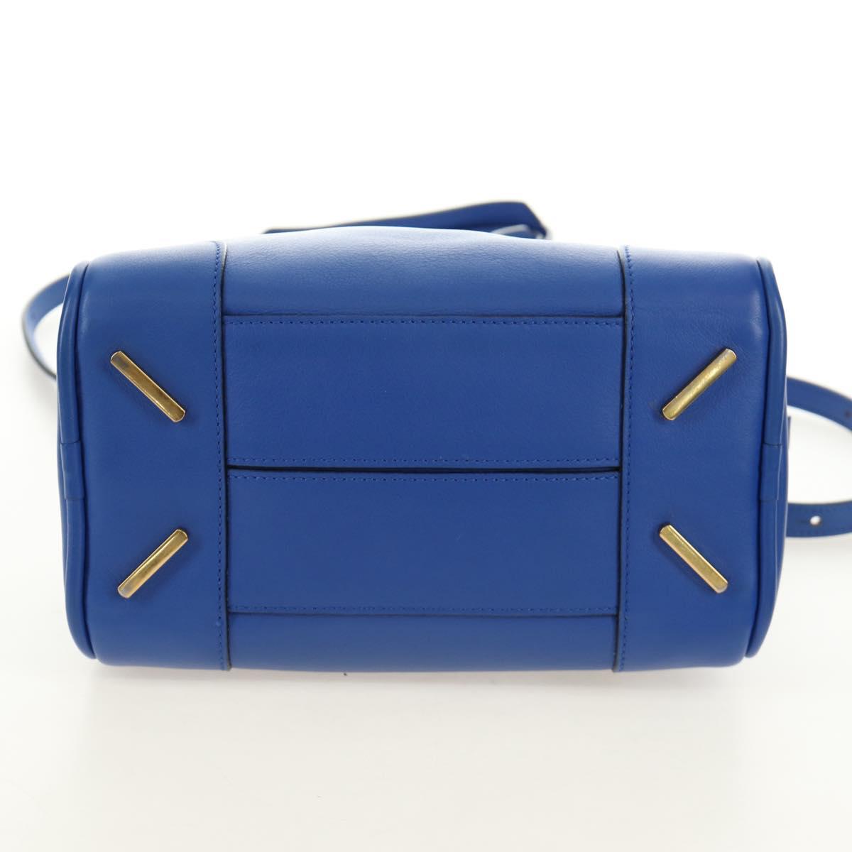 LOEWE Amazona 75 Hand Bag Leather 2way Blue Gold Auth 185420SM
