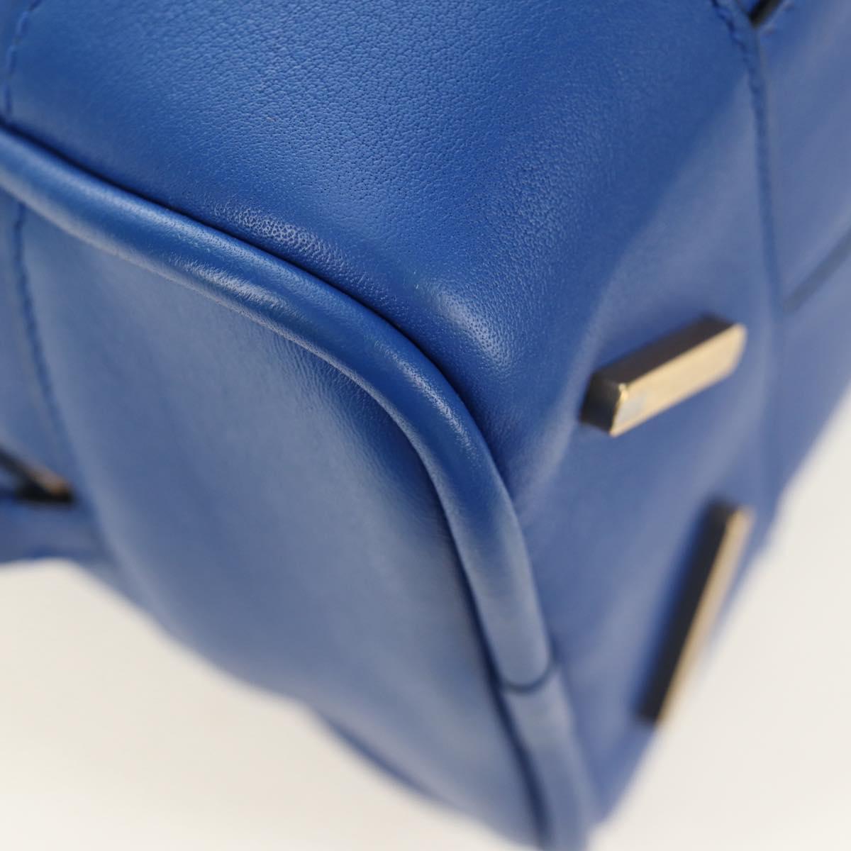 LOEWE Amazona 75 Hand Bag Leather 2way Blue Gold Auth 185420SM