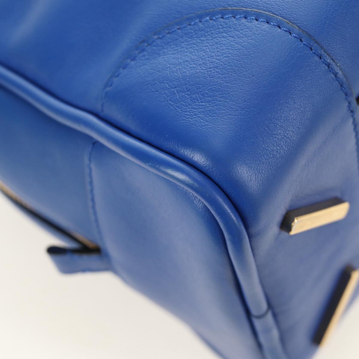 LOEWE Amazona 75 Hand Bag Leather 2way Blue Gold Auth 185420SM