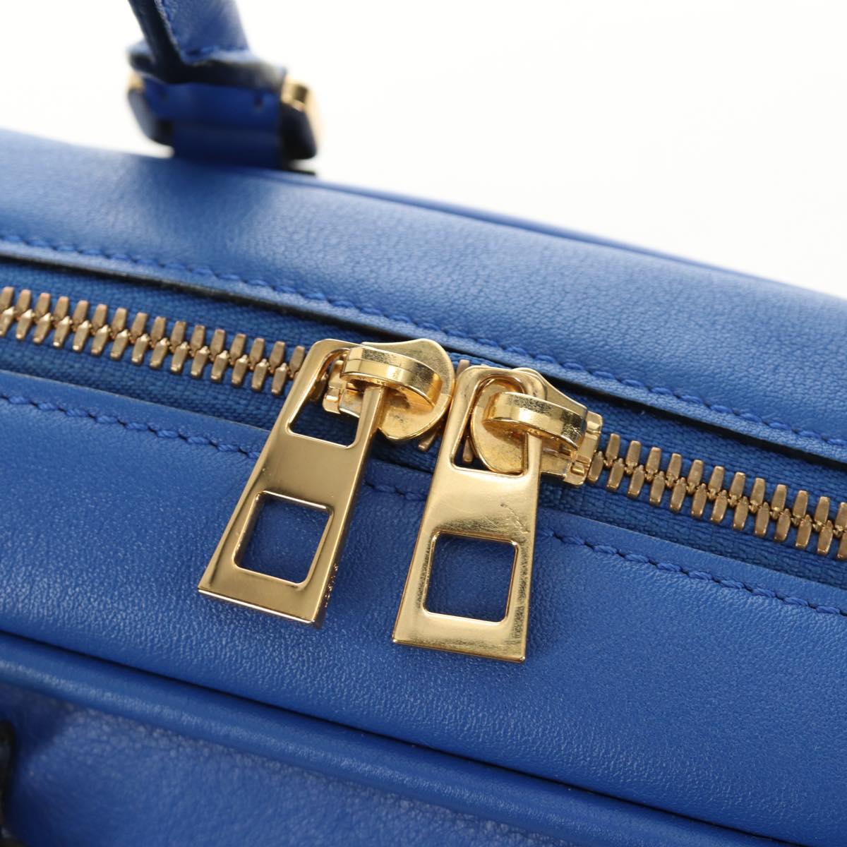 LOEWE Amazona 75 Hand Bag Leather 2way Blue Gold Auth 185420SM