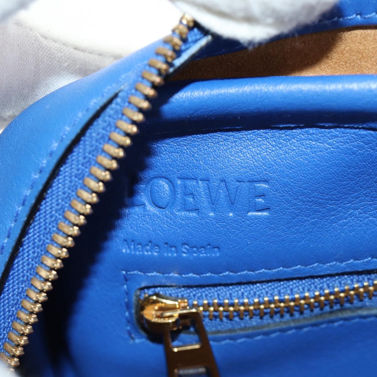 LOEWE Amazona 75 Hand Bag Leather 2way Blue Gold Auth 185420SM
