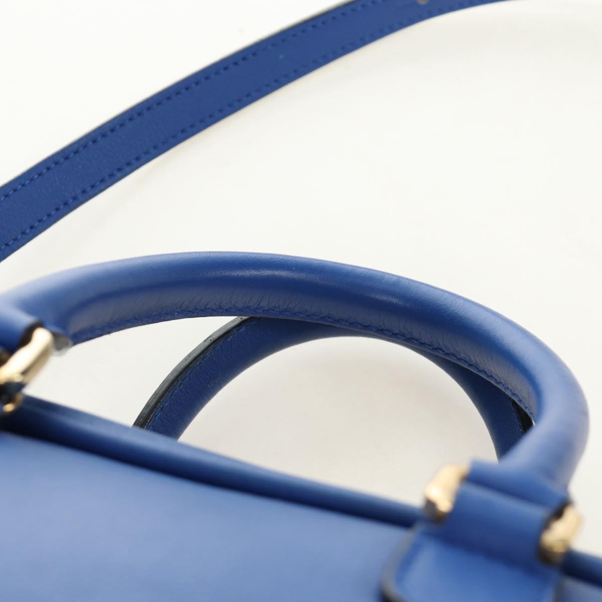 LOEWE Amazona 75 Hand Bag Leather 2way Blue Gold Auth 185420SM
