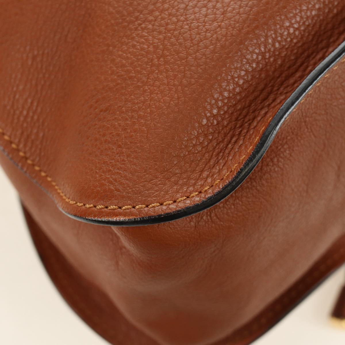 Chloe Marcie Hand Bag Leather 2way Brown Gold Auth 185421V