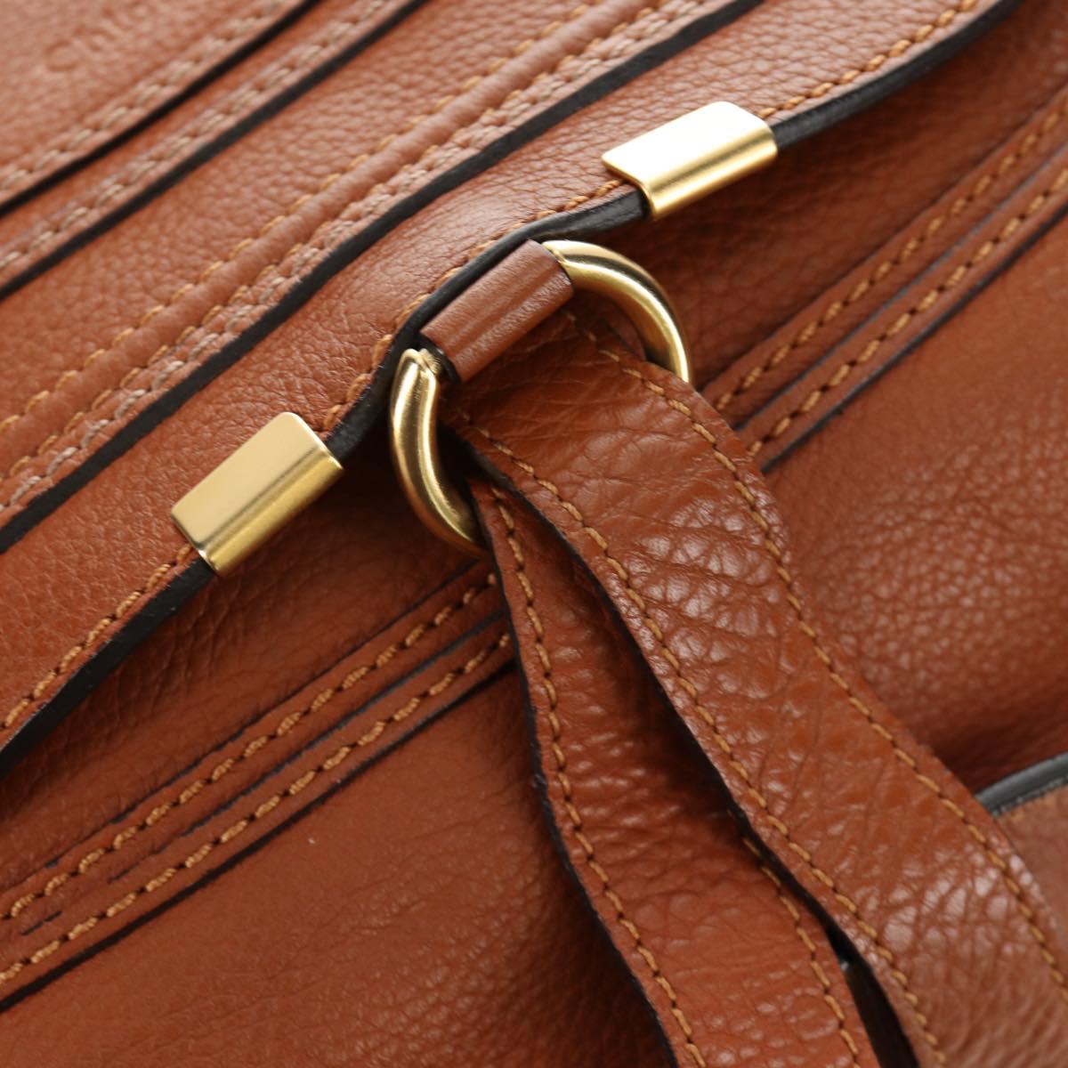 Chloe Marcie Hand Bag Leather 2way Brown Gold Auth 185421V