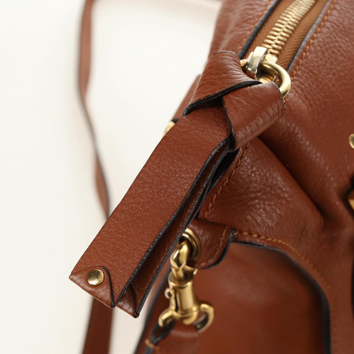 Chloe Marcie Hand Bag Leather 2way Brown Gold Auth 185421V