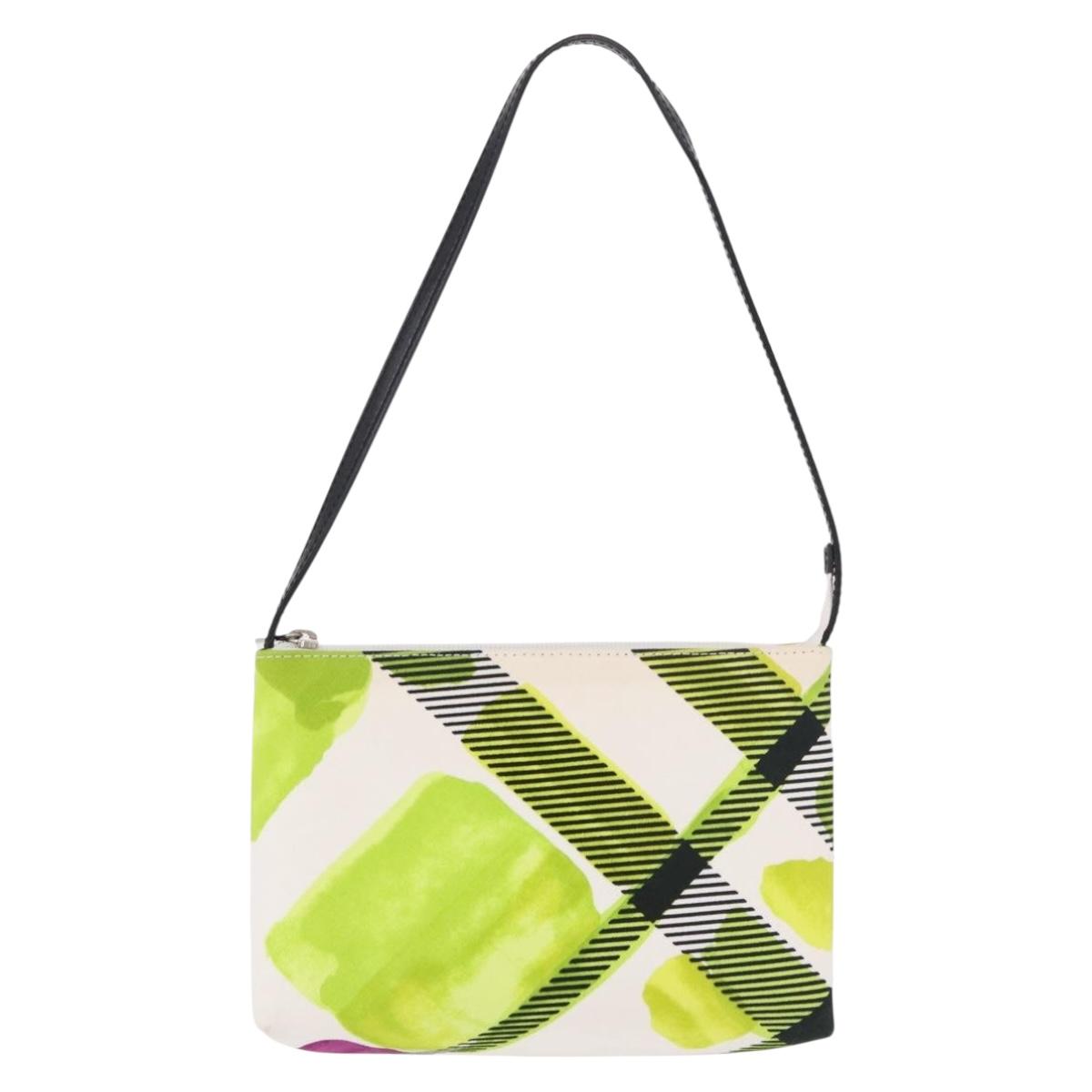 BURBERRY Shoulder Bag Canvas Green Silver Auth 185423A