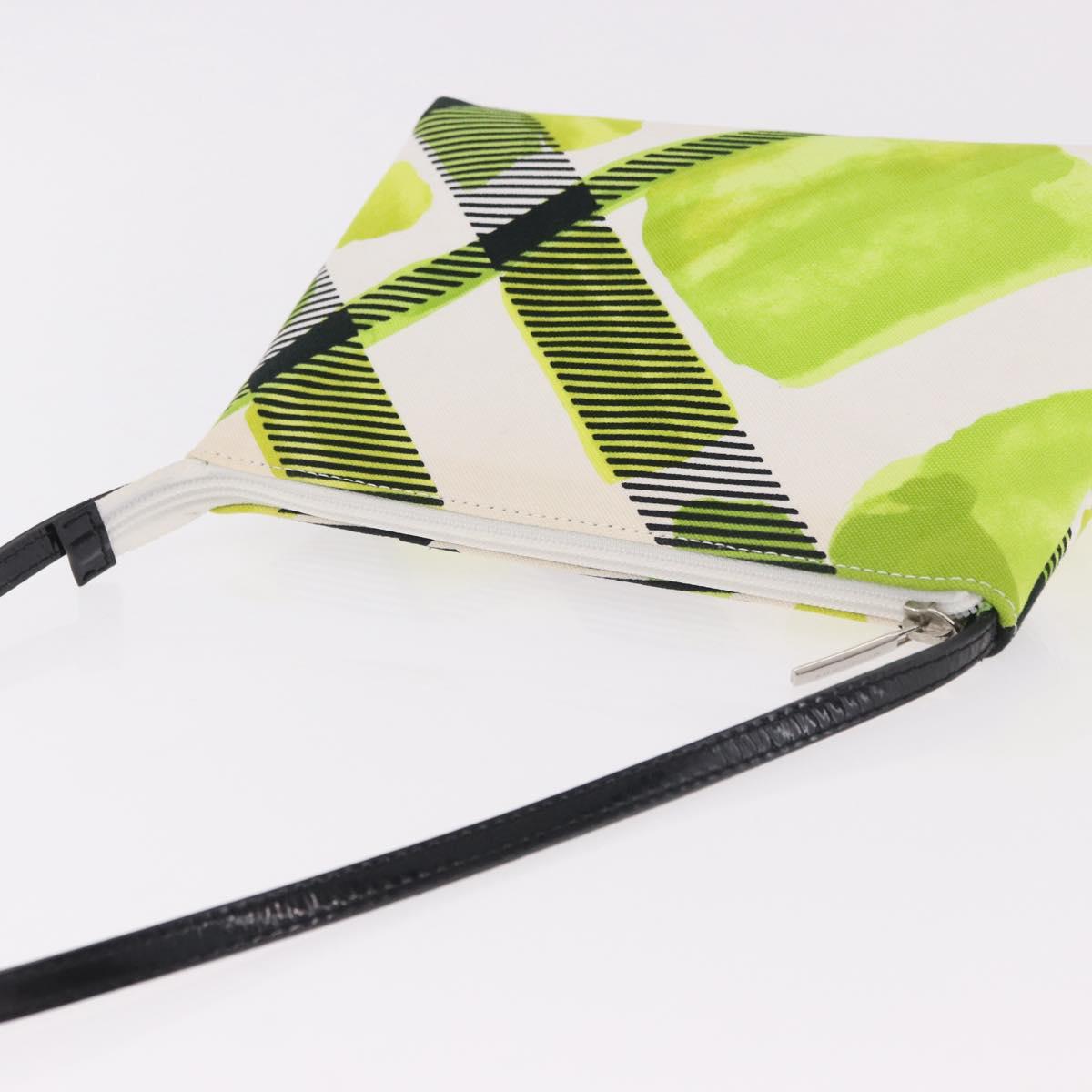 BURBERRY Shoulder Bag Canvas Green Silver Auth 185423A