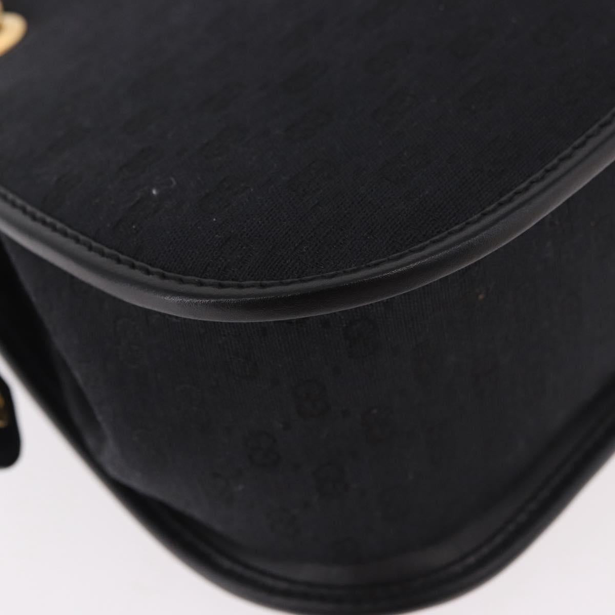 GUCCI Micro GG Canvas Bamboo Chain Shoulder Bag Black Gold Auth 185425A