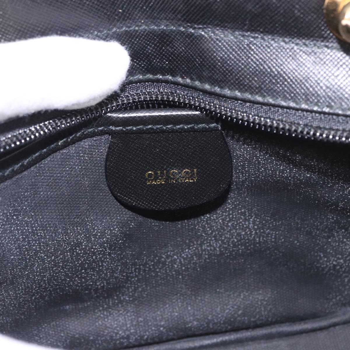 GUCCI Micro GG Canvas Bamboo Chain Shoulder Bag Black Gold Auth 185425A