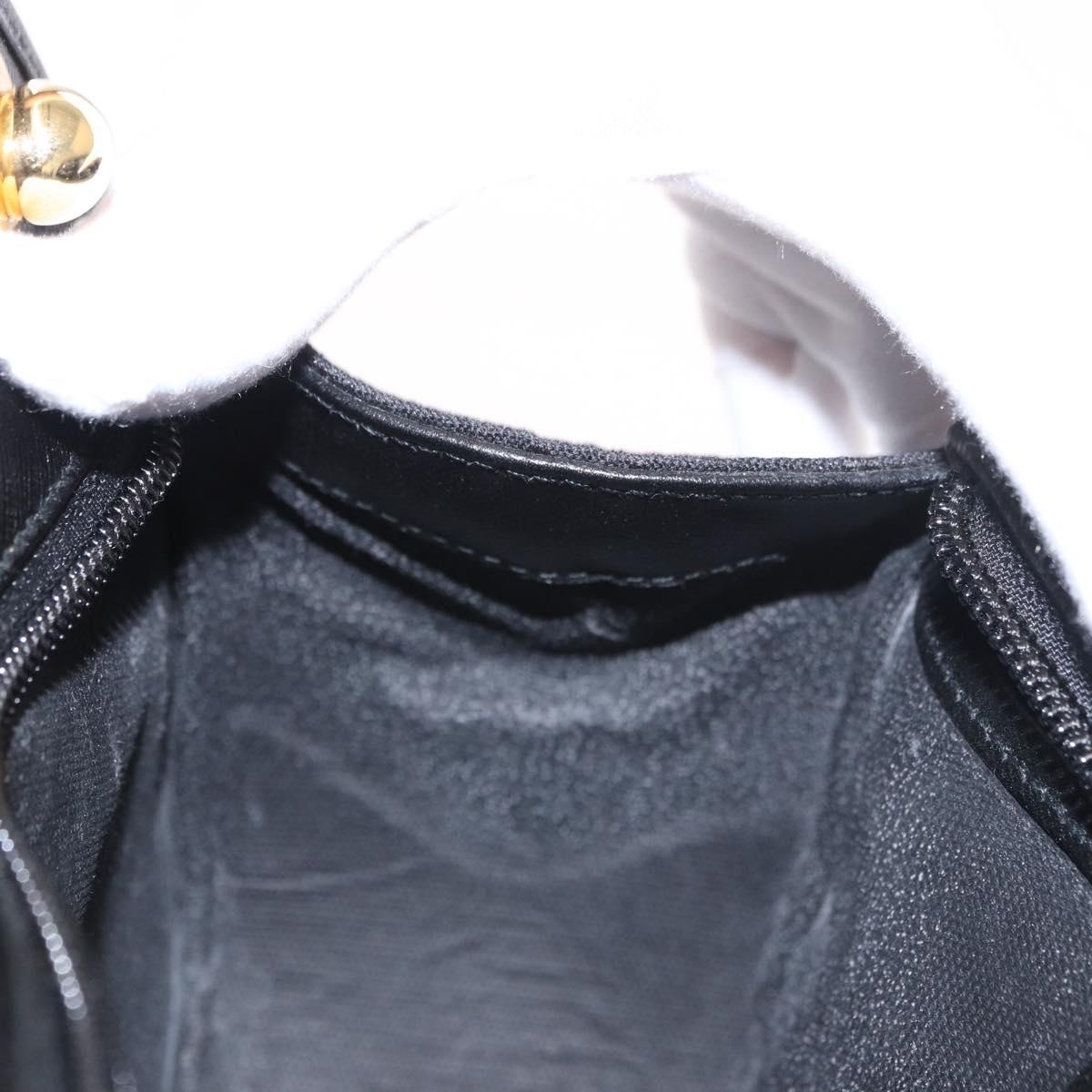 GUCCI Micro GG Canvas Bamboo Chain Shoulder Bag Black Gold Auth 185425A
