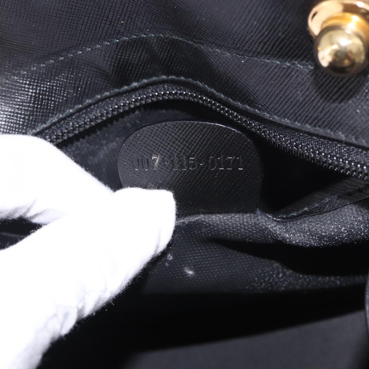 GUCCI Micro GG Canvas Bamboo Chain Shoulder Bag Black Gold Auth 185425A