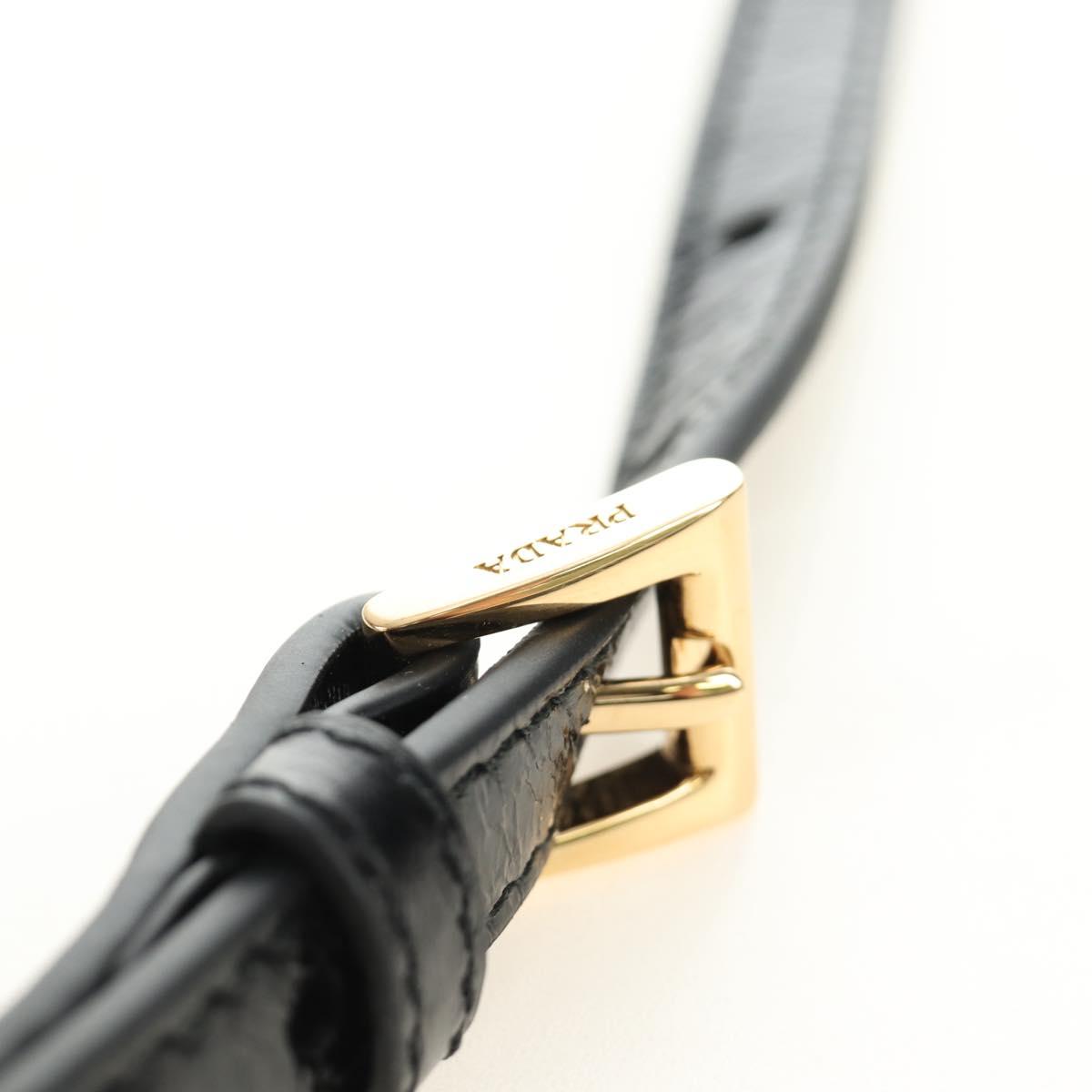 PRADA Bonnie Shoulder Bag Leather Black Gold Auth 185427SM