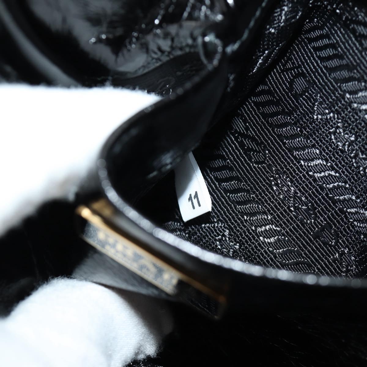 PRADA Bonnie Shoulder Bag Leather Black Gold Auth 185427SM