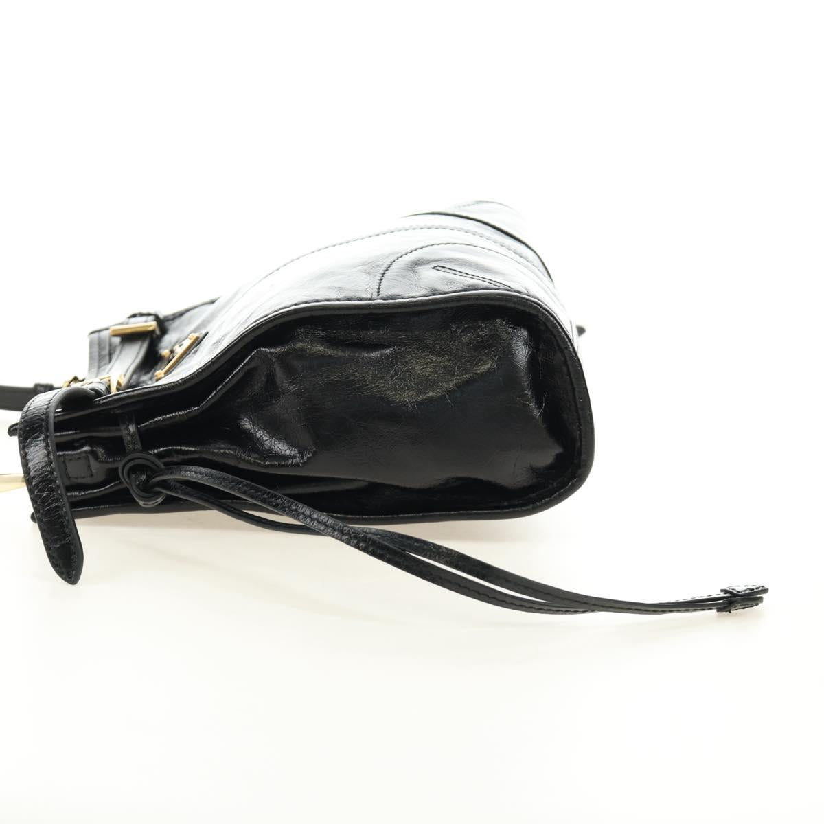 PRADA Bonnie Shoulder Bag Leather Black Gold Auth 185427SM