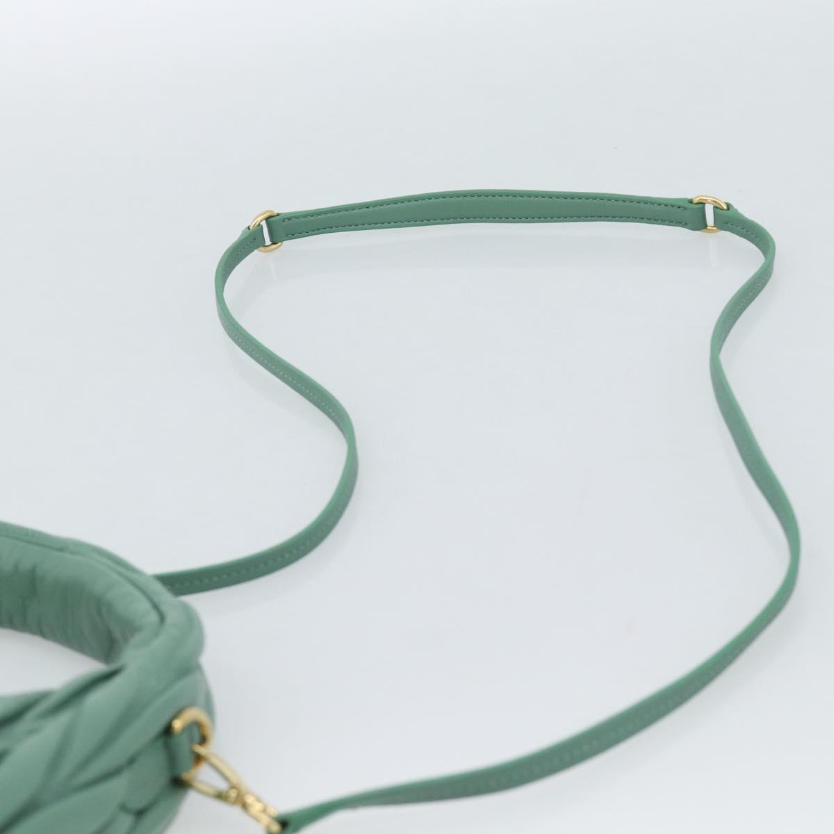 Miu Miu Matelasse Wonder Hand Bag Leather 2way Green Gold Auth 185428SM