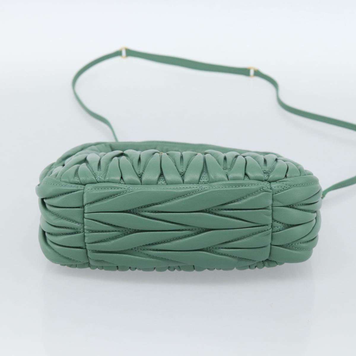 Miu Miu Matelasse Wonder Hand Bag Leather 2way Green Gold Auth 185428SM