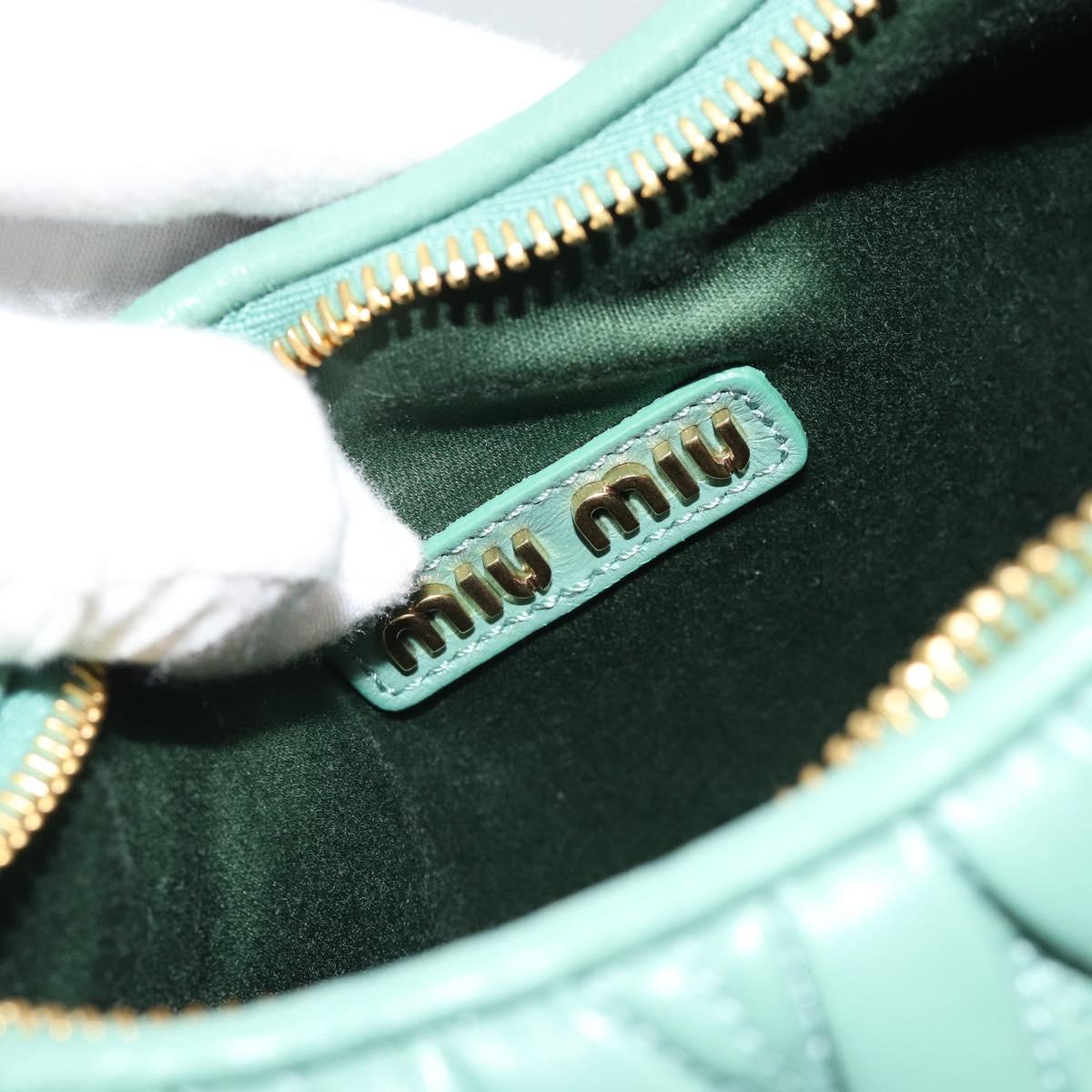 Miu Miu Matelasse Wonder Hand Bag Leather 2way Green Gold Auth 185428SM