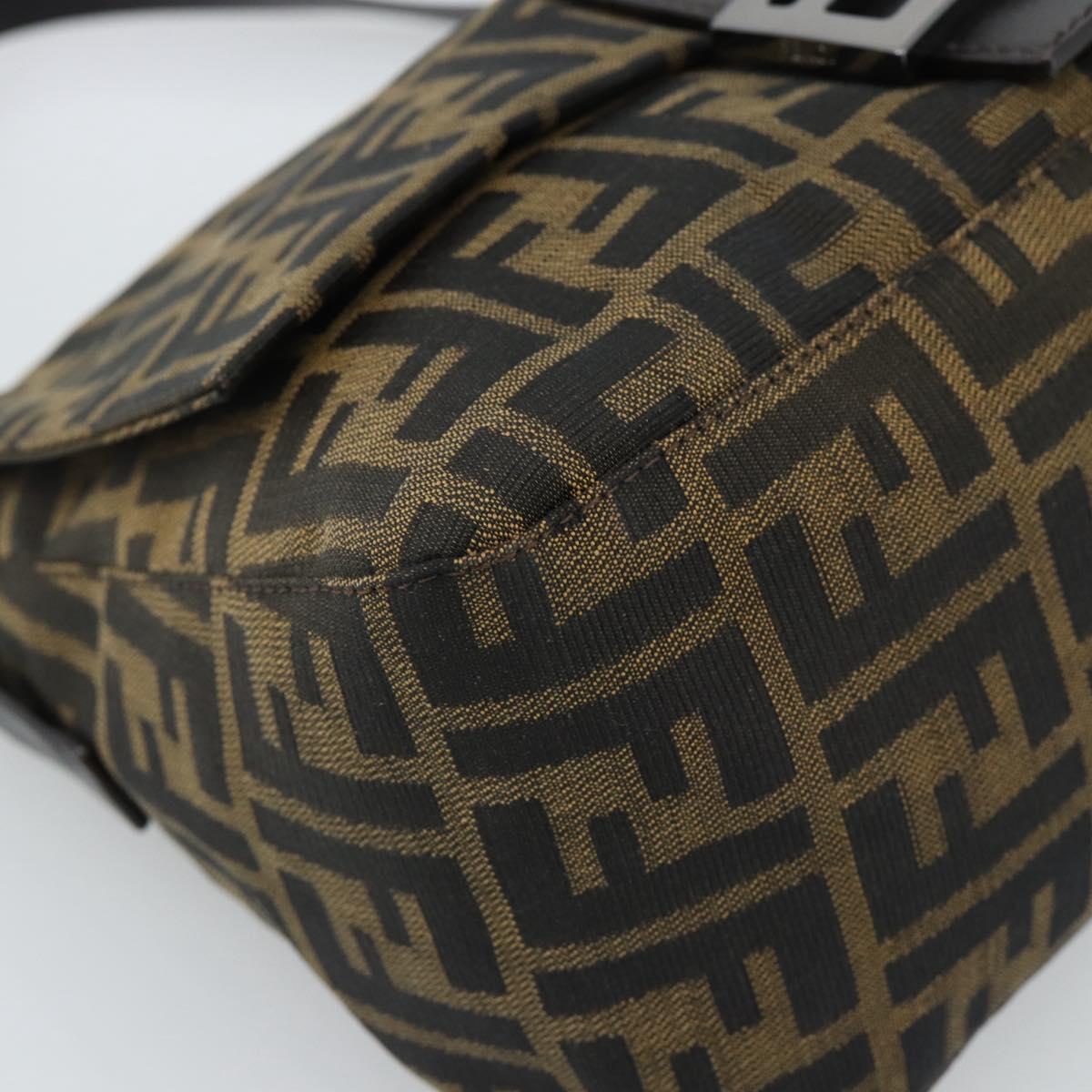 FENDI Zucca Canvas Mamma Baguette Shoulder Bag Black Brown Auth 185432V